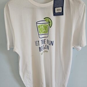 Life is Good Crushlife White T-Shirt - Let the Fun Begin Size L See Spot Pics